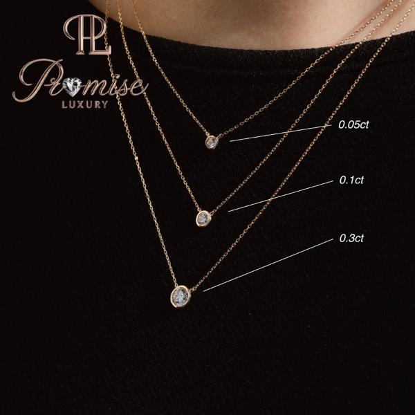 0.30 CT Dainty White Gold Bezel Diamond Necklace | Lab Grown Solitaire Pendant | Minimalist Everyday Jewelry | Promise Luxury