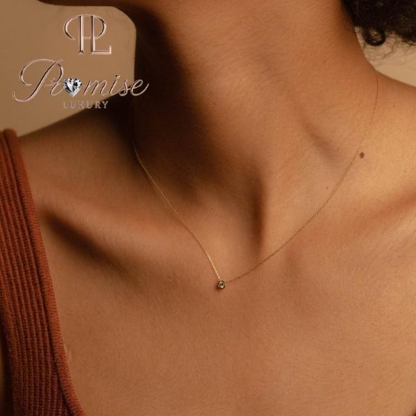 0.30 CT Dainty White Gold Bezel Diamond Necklace | Lab Grown Solitaire Pendant | Minimalist Everyday Jewelry | Promise Luxury