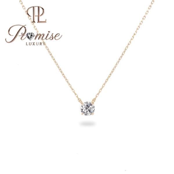 1.5 CT Minimalist Round Lab Diamond Necklace in White Gold – Dainty Solitaire Pendant by Promise Luxury | Bezel Set Modern Everyday Jewelry