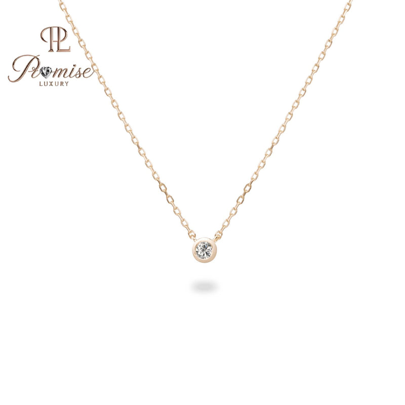 1.0 CT Minimalist Round Lab Diamond Necklace in White Gold – Dainty Solitaire Pendant by Promise Luxury | Bezel Set Modern Everyday Jewelry