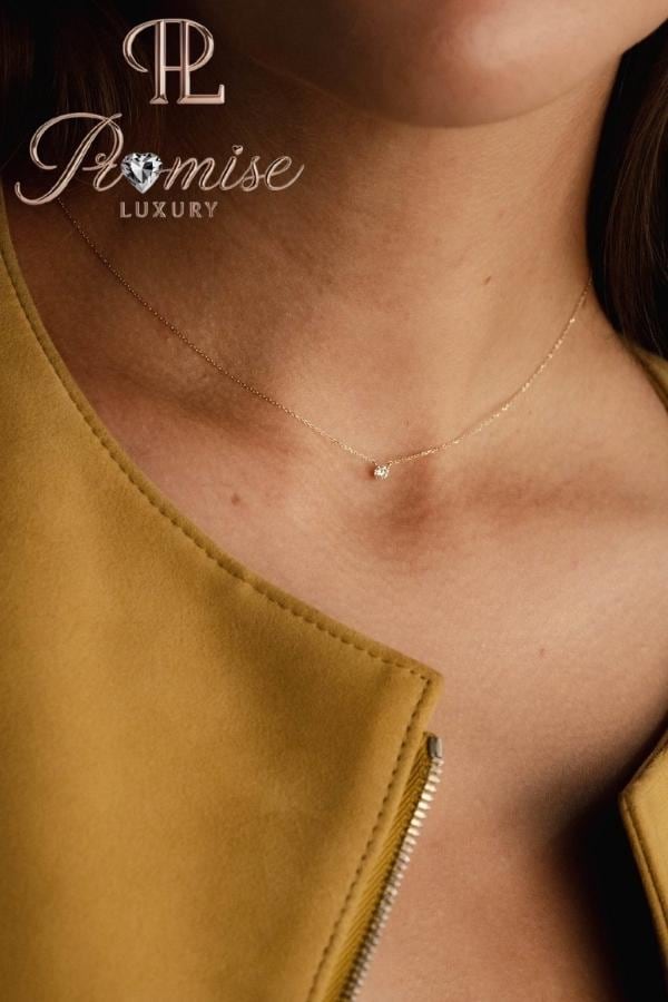 0.50 CT Promise Luxury Round Cut Lab Diamond Solitaire Necklace in 18K Yellow Gold, Dainty 4-Prong Minimal Pendant, Ethical Everyday Jewelry