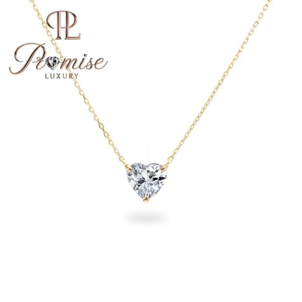 1.00 CT Heart-Shaped Lab-Grown Diamond Necklace in 14K Gold – Minimalist Romantic Pendant by Promise Luxury