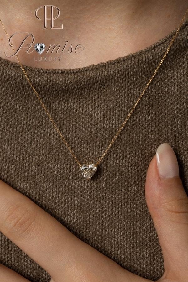 1.00 CT Heart-Shaped Lab-Grown Diamond Necklace in 14K Gold – Minimalist Romantic Pendant by Promise Luxury