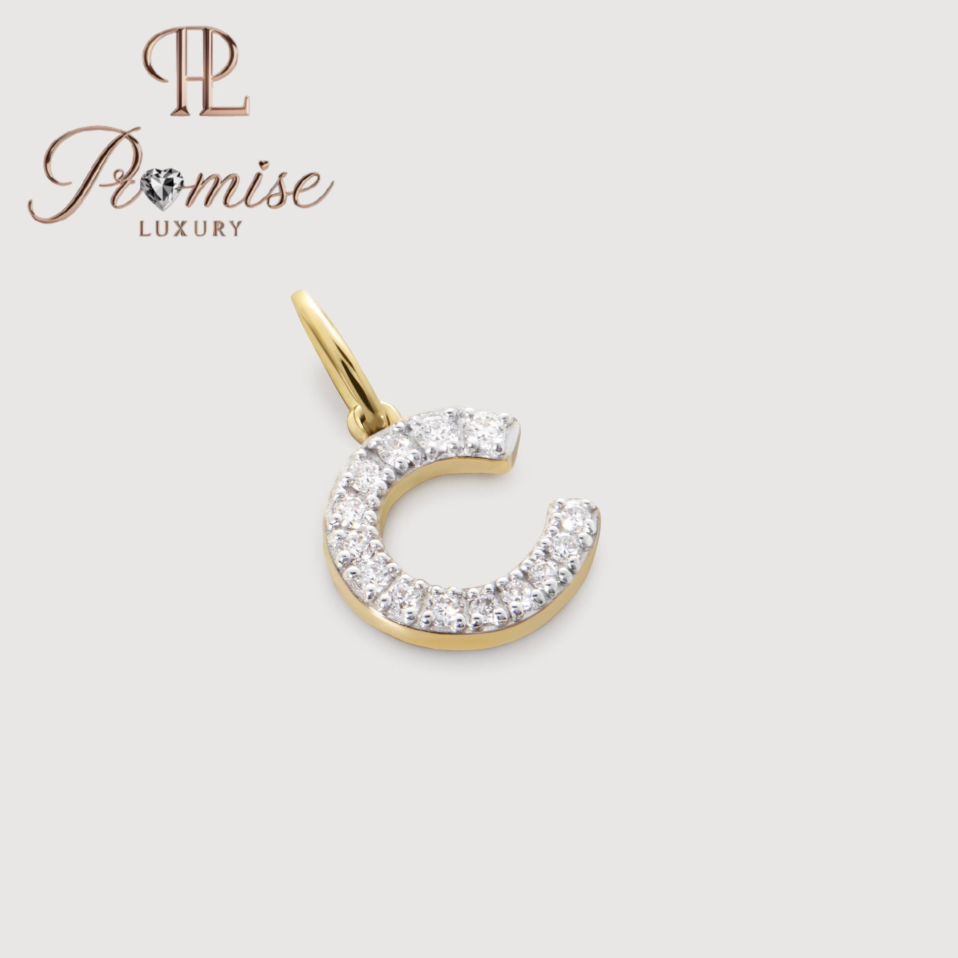 Diamond Initial "C" Pendant Necklace in 14K Gold – Personalized Letter Jewelry by Promise Luxury