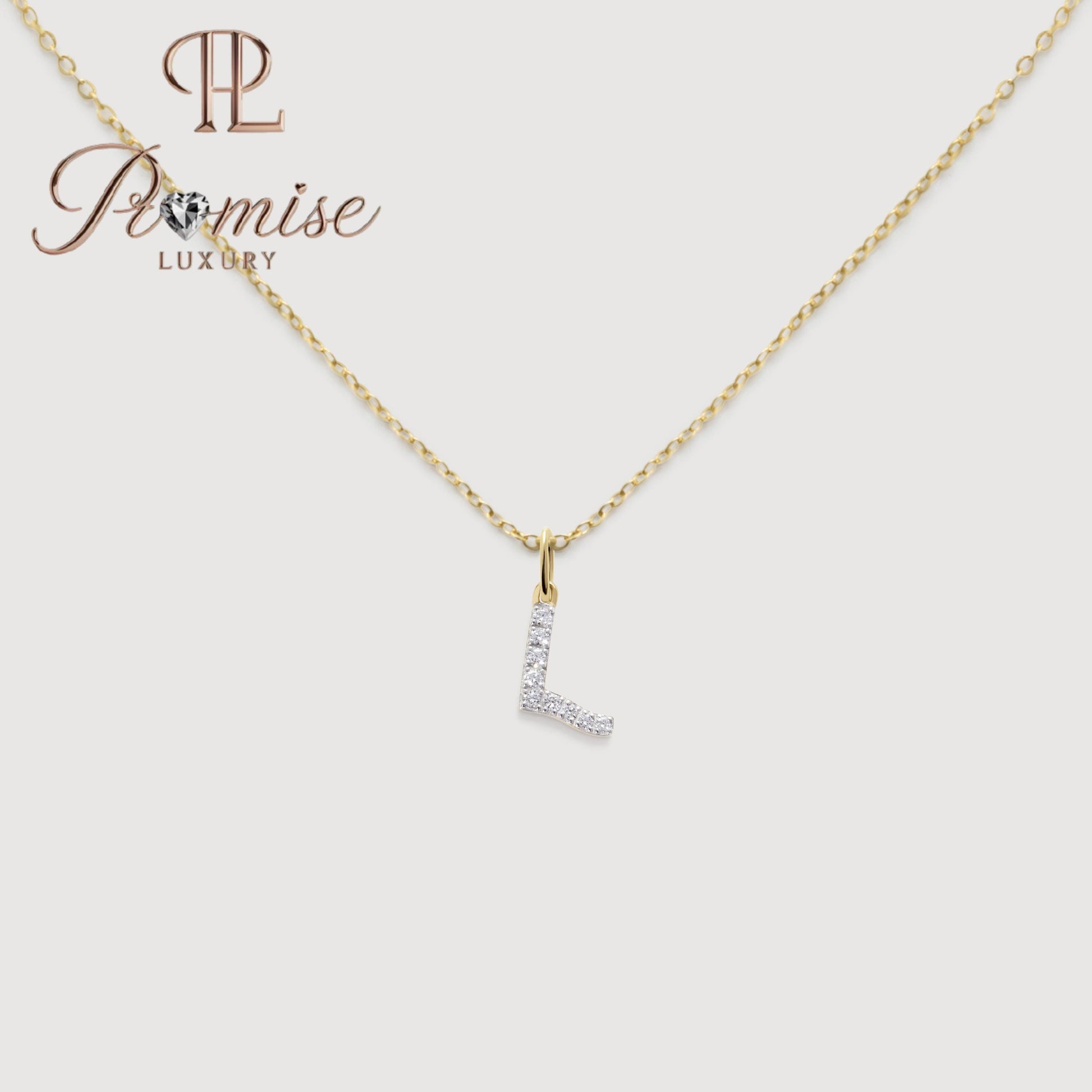 Diamond Initial "L" Pendant Necklace in 14K Gold – Elegant Personalized Letter Jewelry by Promise Luxury