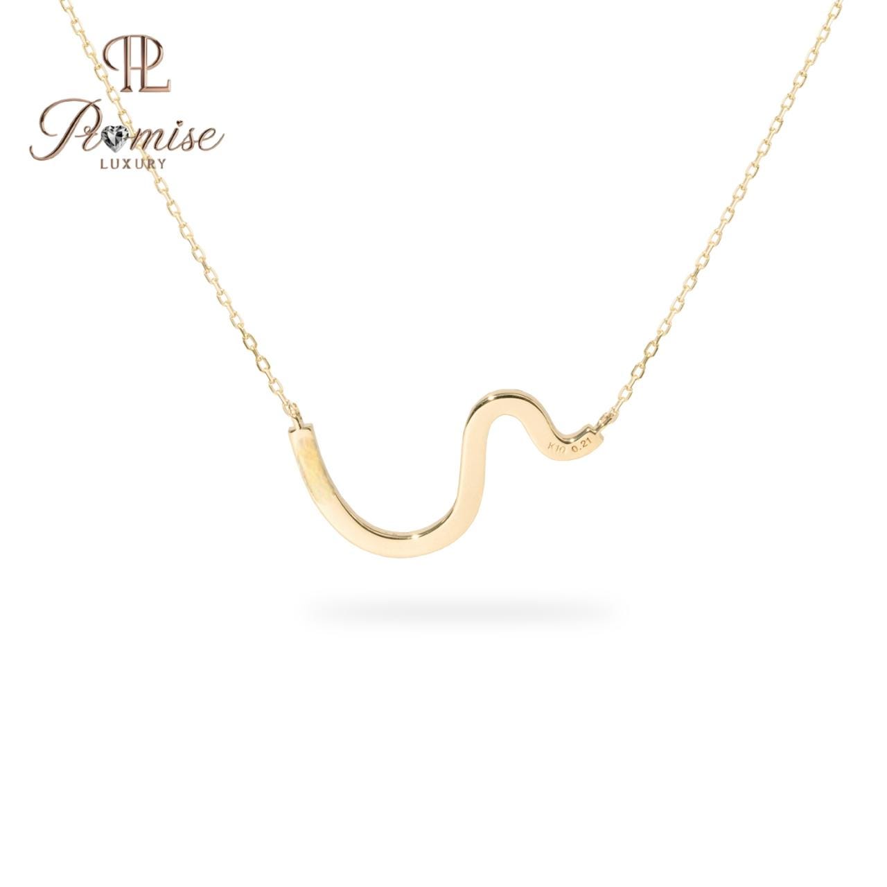 0.30 CT Lab-grown Round Diamonds, D-F Color, VS Clarity 14K Gold Wave Curve Diamond Pendant Necklace Dainty Luxury Gift for Her