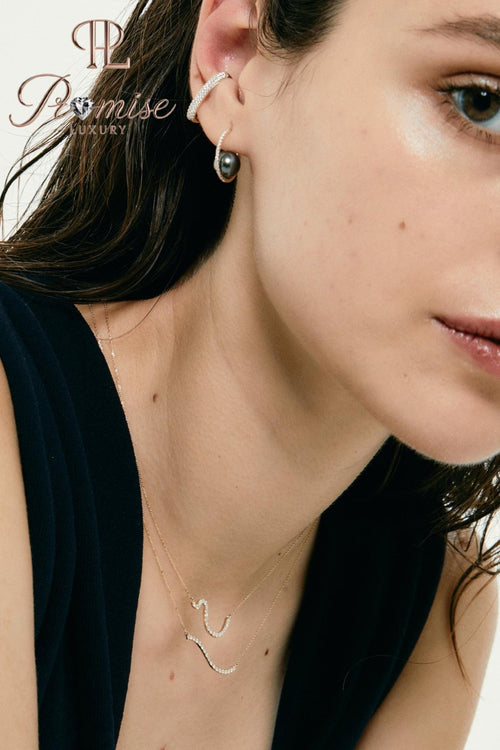 0.30 CT Lab-grown Round Diamonds, D-F Color, VS Clarity 14K Gold Wave Curve Diamond Pendant Necklace Dainty Luxury Gift for Her