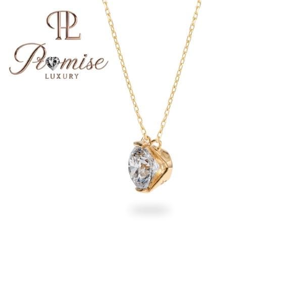 1.5 CT Round Cut Lab Diamond Solitaire Necklace | 18K Yellow Gold Pendant | Minimalist Everyday Jewelry | Promise Luxury Fine Necklace