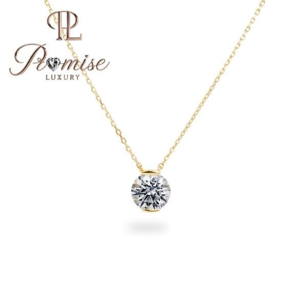 1.5 CT Round Cut Lab Diamond Solitaire Necklace | 18K Yellow Gold Pendant | Minimalist Everyday Jewelry | Promise Luxury Fine Necklace