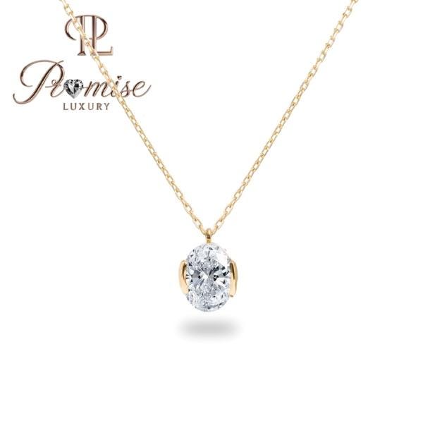 1.0 Ct Oval Cut Lab Grown Diamond Solitaire Necklace – 18K Solid Gold Bezel Pendant | Promise Luxury Minimalist Jewelry Bridal Gift for Her
