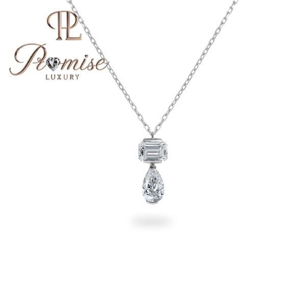 1.5 CT Emerald & Pear Cut Dual Lab-Grown Diamond Pendant Necklace in 18K Gold | Promise Luxury Layered  Design | Modern Ethical Jewelry Gift