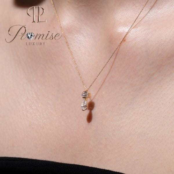 1.5 CT Emerald & Pear Cut Dual Lab-Grown Diamond Pendant Necklace in 18K Gold | Promise Luxury Layered  Design | Modern Ethical Jewelry Gift