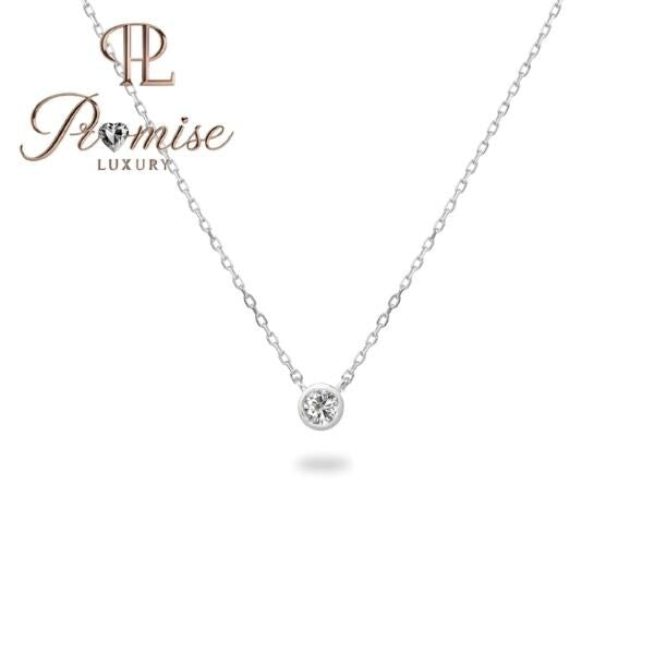 0.30 CT Dainty White Gold Bezel Diamond Necklace | Lab Grown Solitaire Pendant | Minimalist Everyday Jewelry | Promise Luxury
