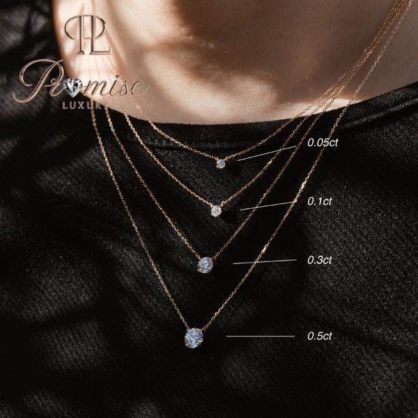 1.5 CT Minimalist Round Lab Diamond Necklace in White Gold – Dainty Solitaire Pendant by Promise Luxury | Bezel Set Modern Everyday Jewelry