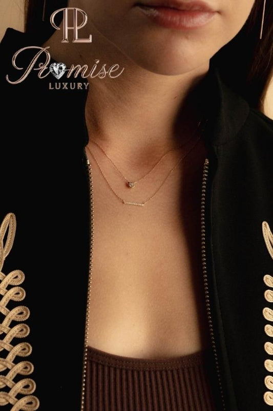 1.0 CT Elegant 14K gold bar necklace with sparkling lab-grown diamonds—minimalist, timeless, and perfect for everyday luxury