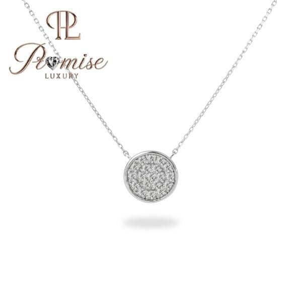 1.00 CT Cluster Diamond Circle Pendant Necklace in 14K Gold – Dainty Round Style by Promise Luxury
