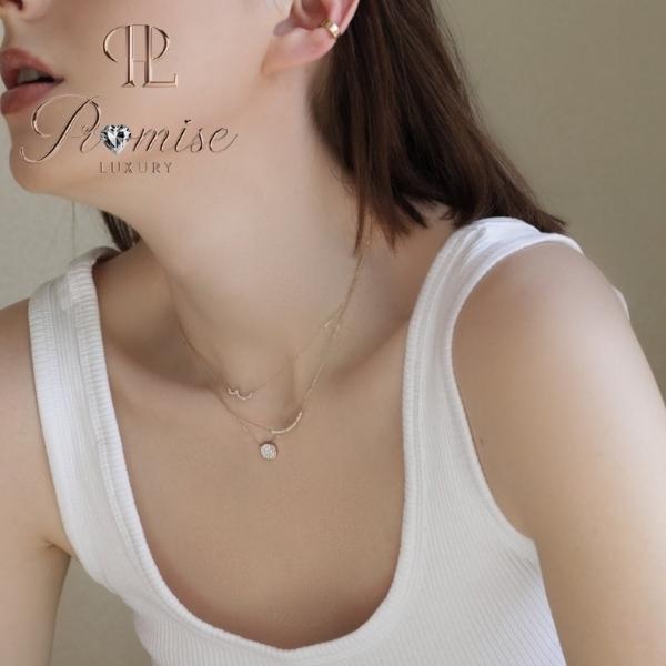 1.00 CT Cluster Diamond Circle Pendant Necklace in 14K Gold – Dainty Round Style by Promise Luxury