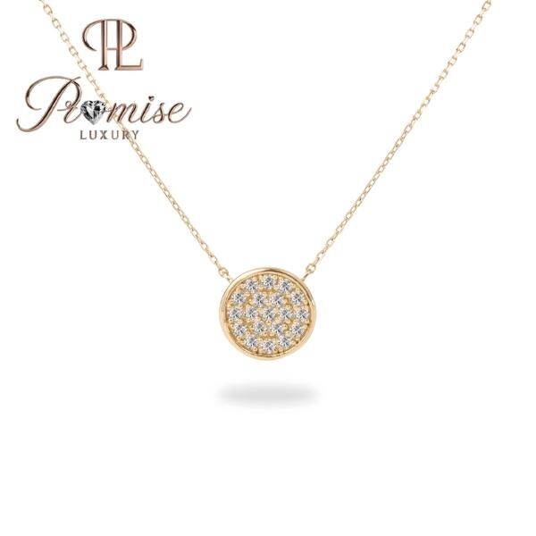 1.00 CT Cluster Diamond Circle Pendant Necklace in 14K Gold – Dainty Round Style by Promise Luxury