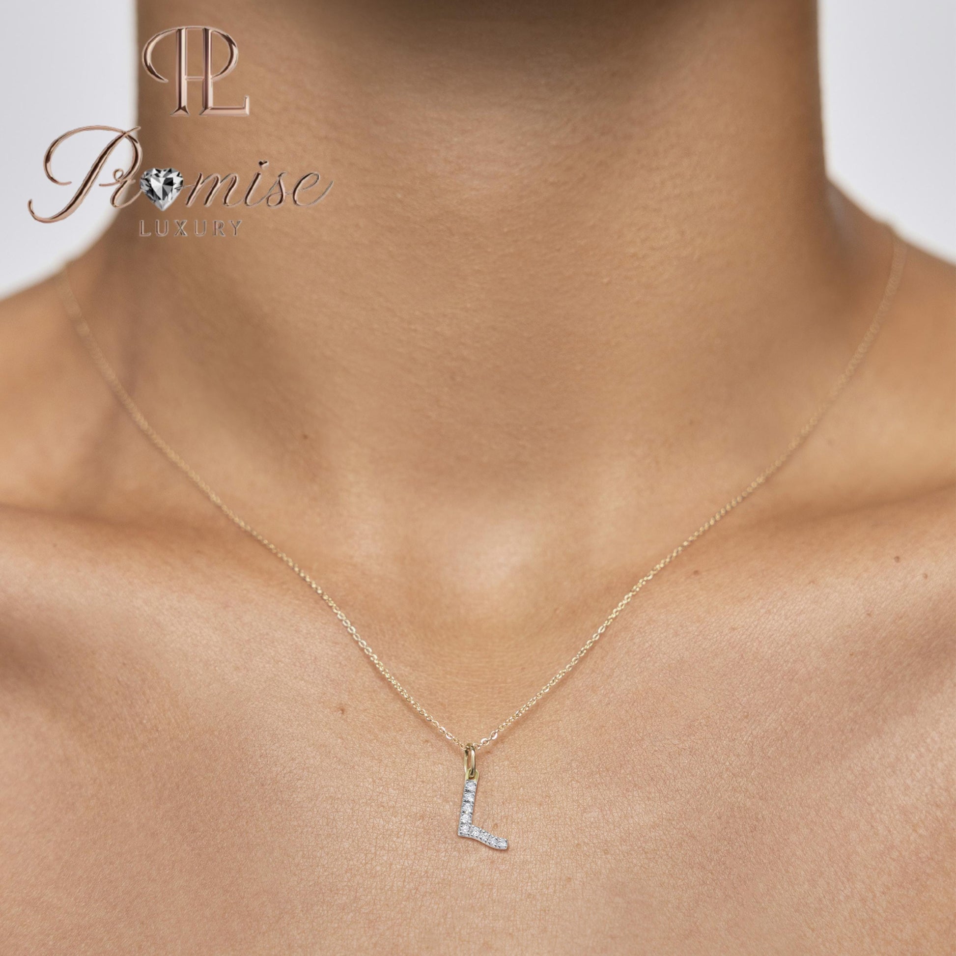 Diamond Initial "L" Pendant Necklace in 14K Gold – Elegant Personalized Letter Jewelry by Promise Luxury