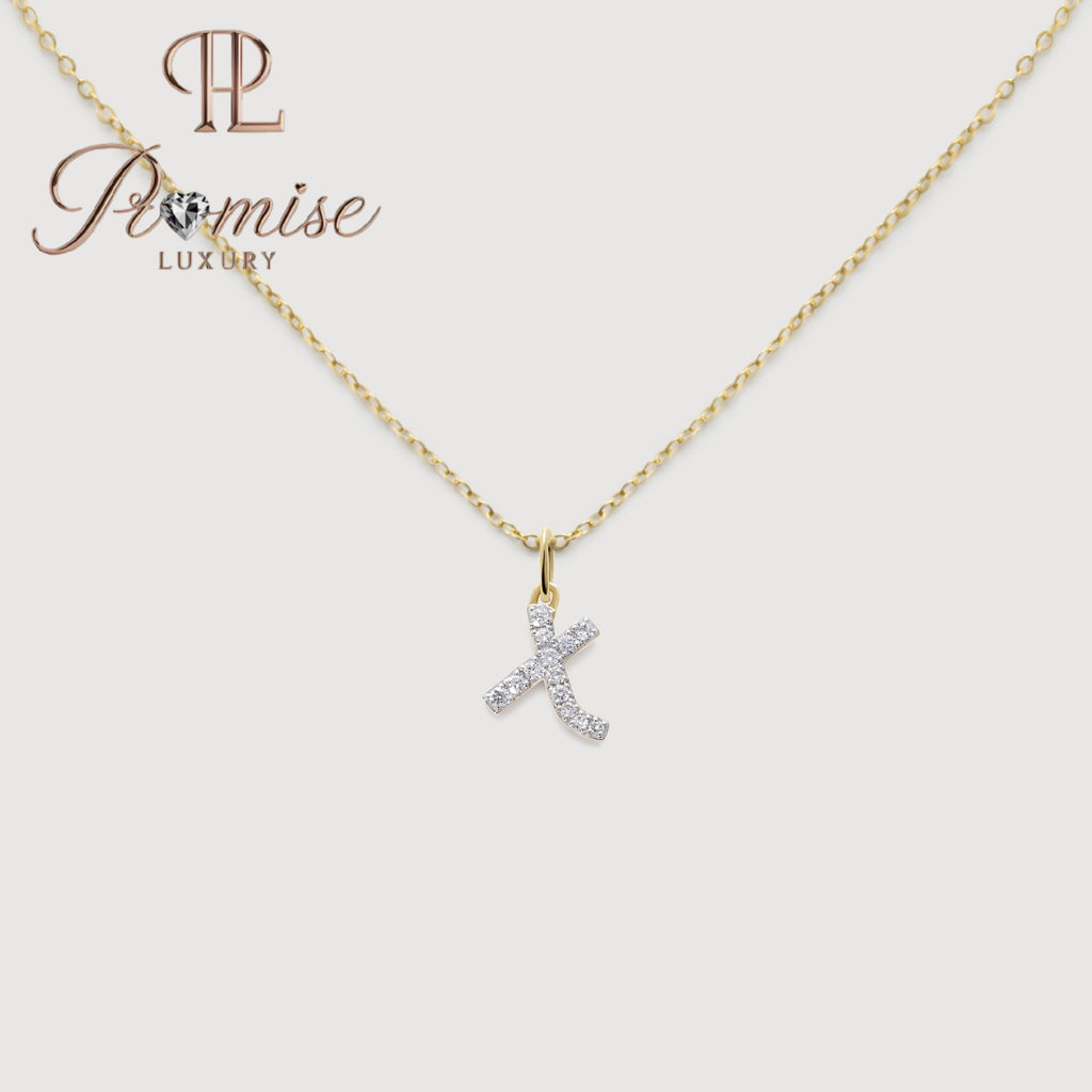 Diamond Initial "X" Pendant Necklace in 14K Gold – Elegant Letter Jewelry by Promise Luxury