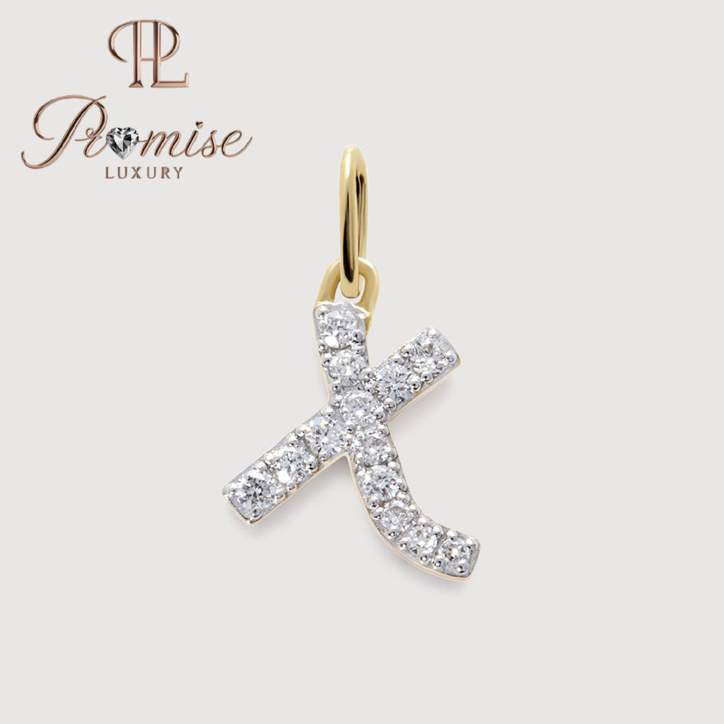 Diamond Initial "X" Pendant Necklace in 14K Gold – Elegant Letter Jewelry by Promise Luxury