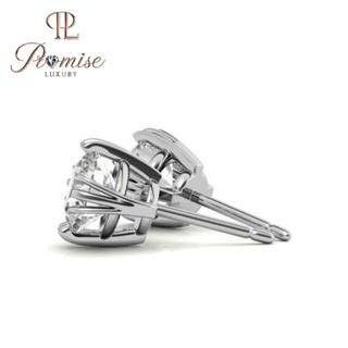 Classic 6-prong round diamond solitaire studs in 18K white gold—an elegant, everyday luxury with timeless brilliance