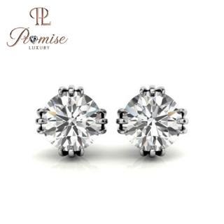 Classic 6-prong round diamond solitaire studs in 18K white gold—an elegant, everyday luxury with timeless brilliance