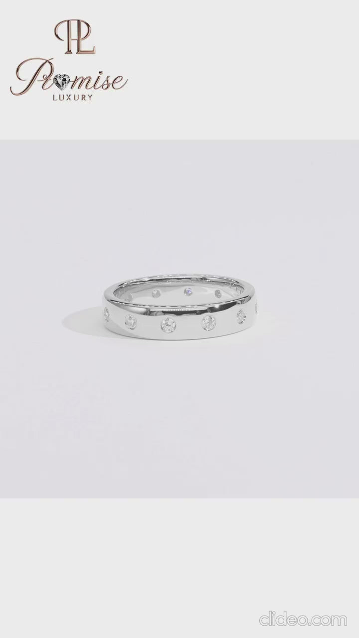 Solid Gold Diamond Starburst Wedding Band – Women’s Ring