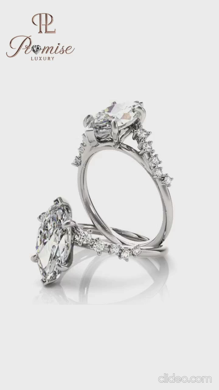 Luxury Split Shank Marquise Engagement Ring – Unique Diamond Ring