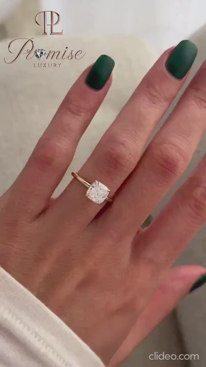 Forever Love Cushion Cut Diamond Ring with Hidden Halo