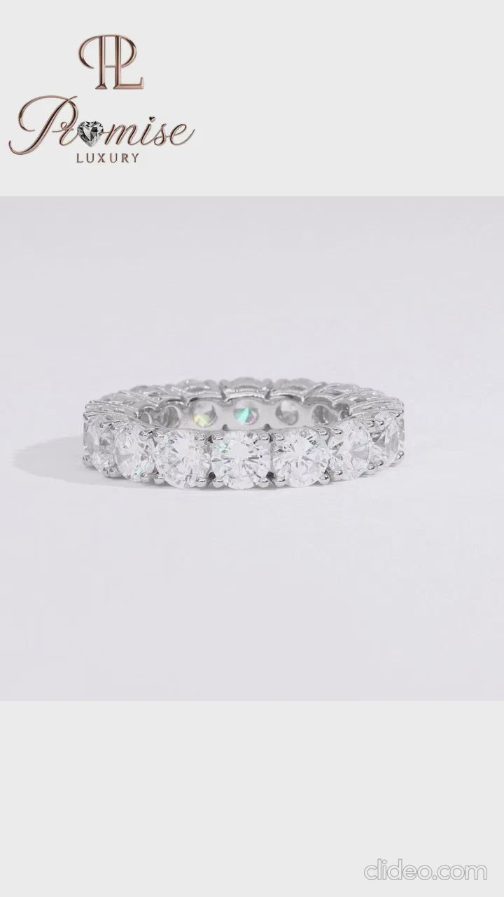 Round Diamond Full Eternity Band - Wedding Matching Band For Women