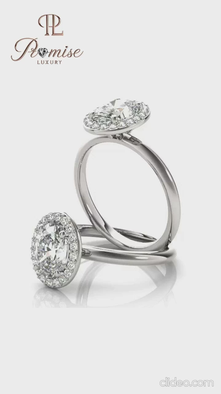 Halo Oval Diamond Engagement Ring – Luxury Engagement Ring for Women