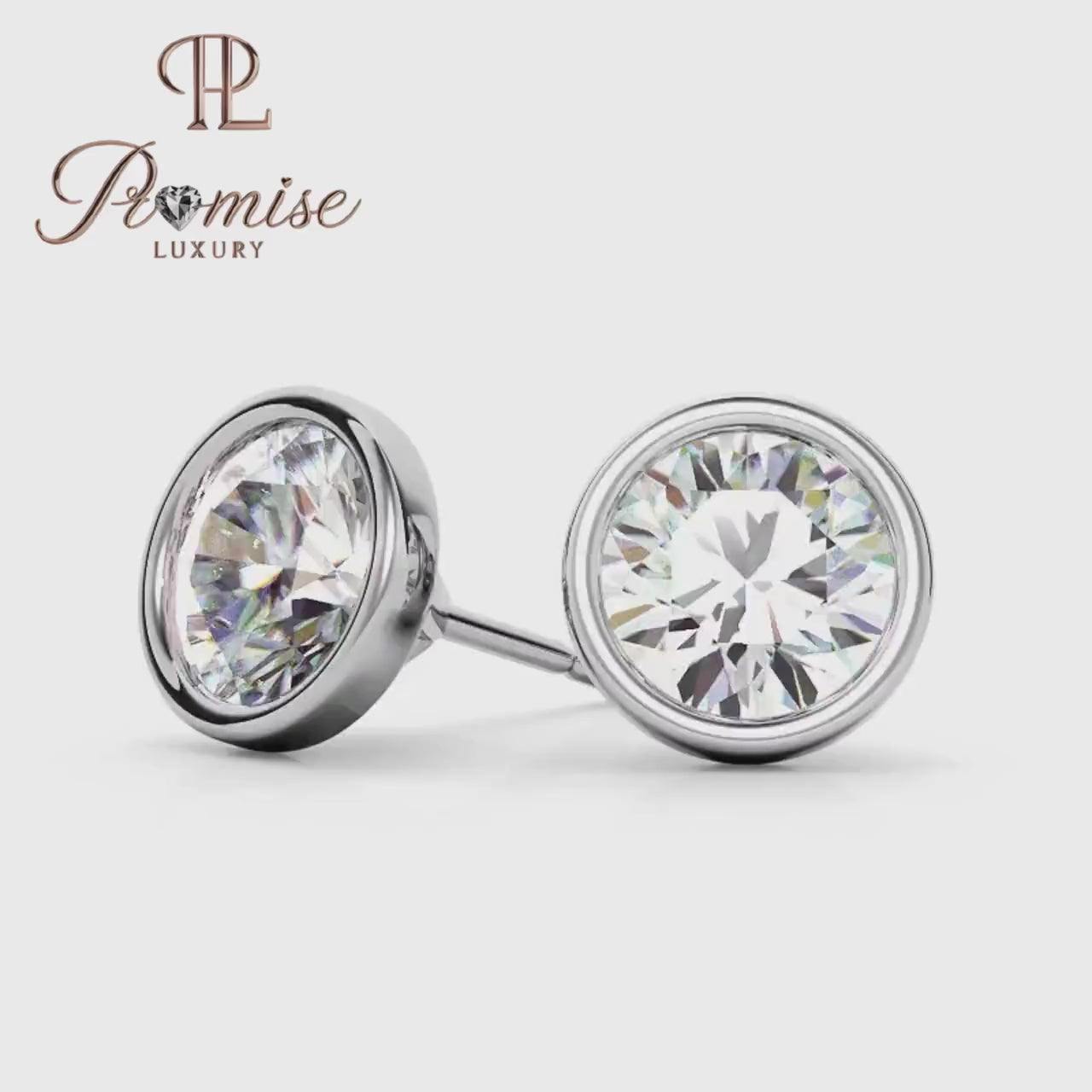 Classic Round Bezel Set Diamond Stud Earrings – Everyday Wear