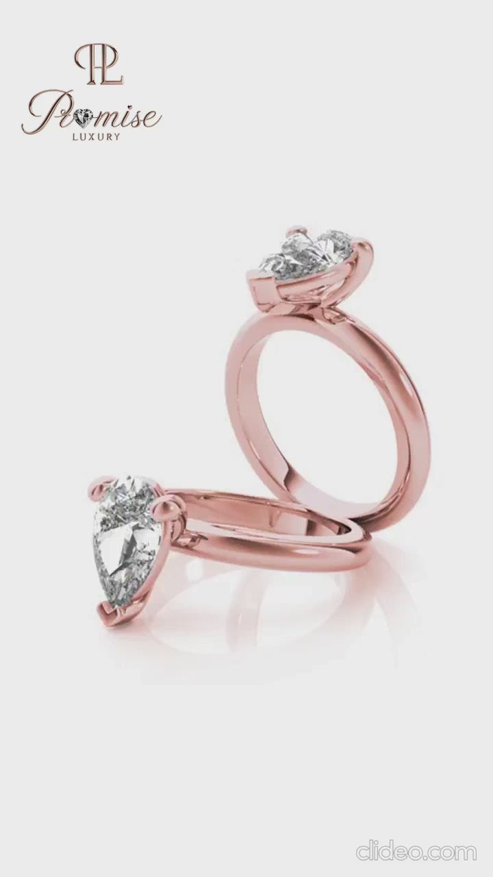 Pear Shape 3-Prong Diamond Ring - Modern Minimalist Engagement Ring