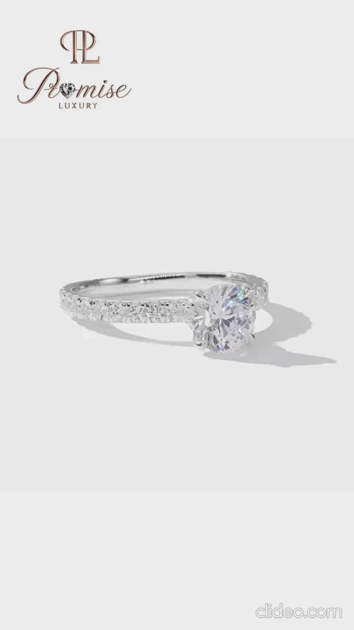Hidden Halo Round Lab Diamond Engagement Ring for Women