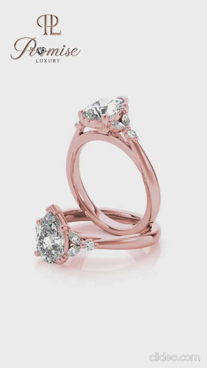 Vintage Pear Diamond Ring - Antique Style Engagement Ring For Women