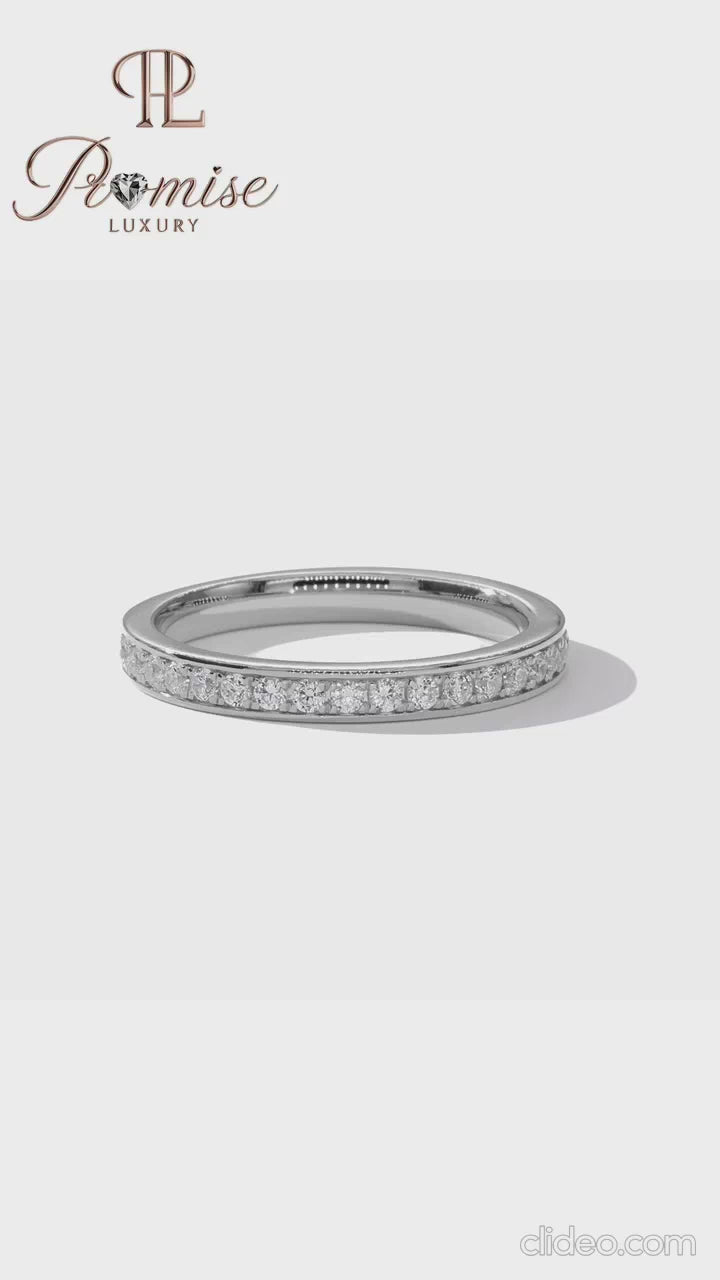 Channel Set Round Diamond Ring – Classic Wedding Band for Women