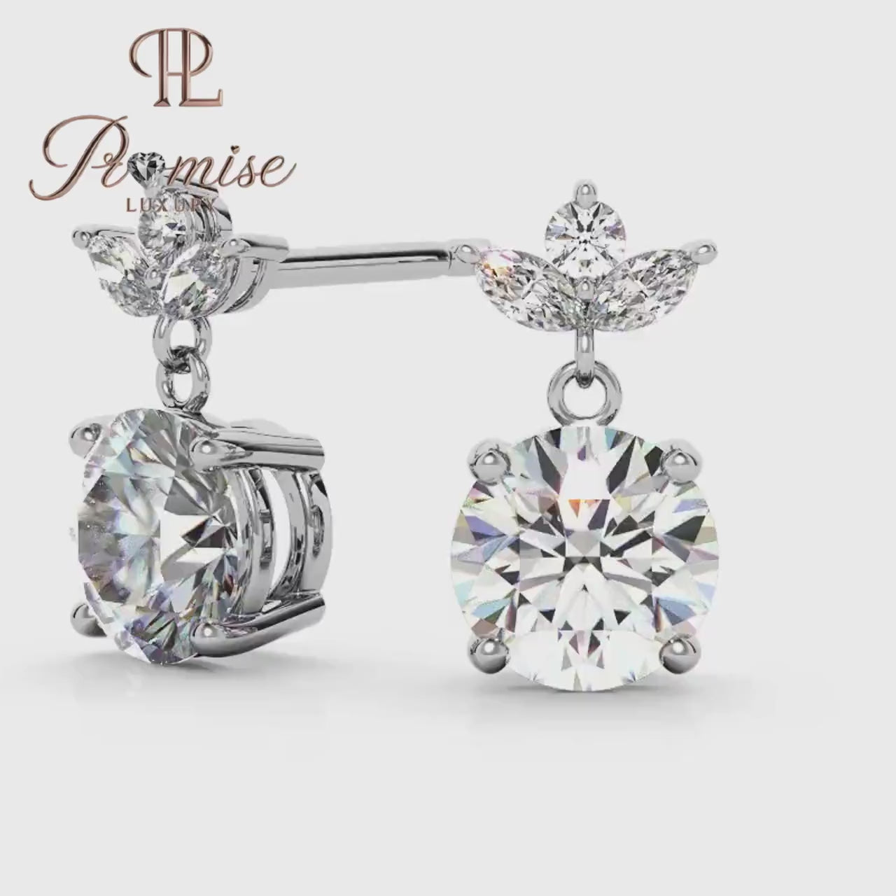 Floral Butterfly Diamond Stud Earrings – Marquise & Round Cluster