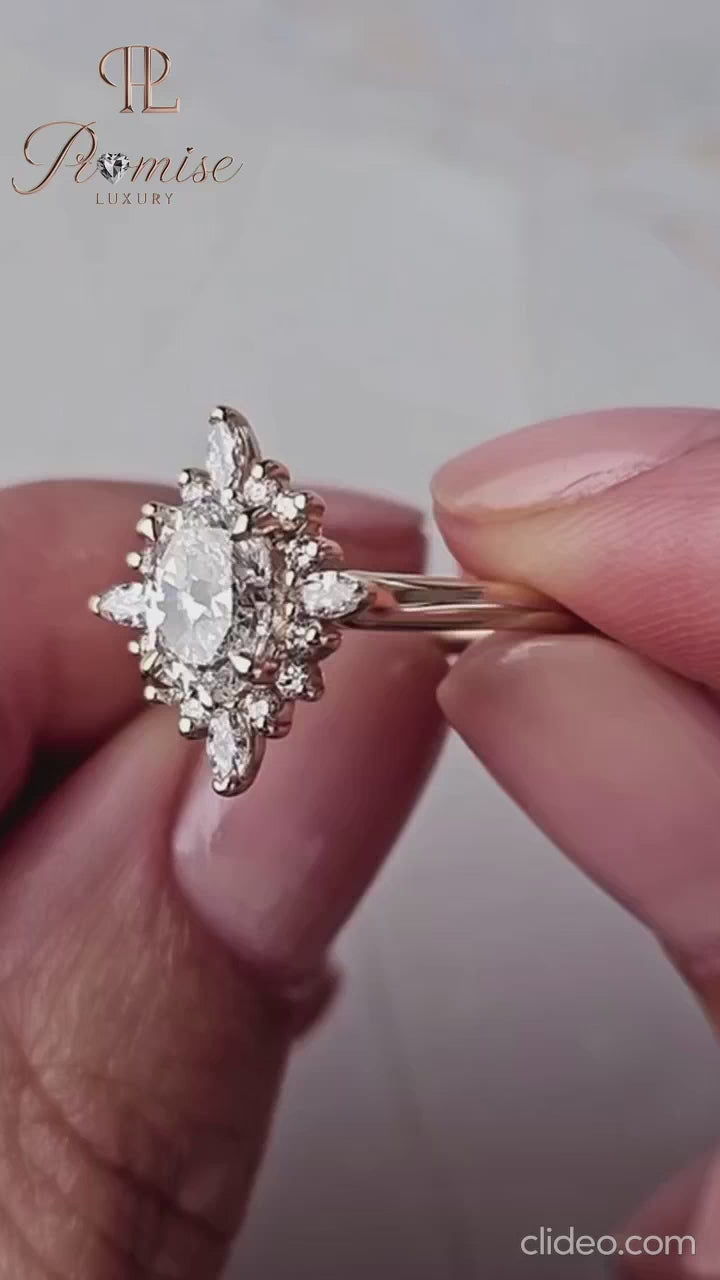 Vintage Inspired Oval Engagement Ring – Wedding Bridal Ring