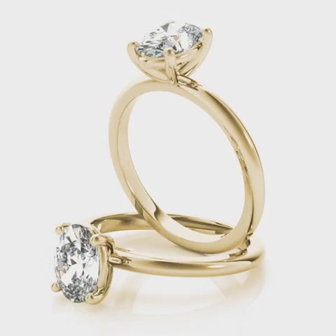 Classic Oval cut lab grown Diamond Solitaire Engagement Ring, Minimalist 18k Gold Wedding Ring, Gift for her