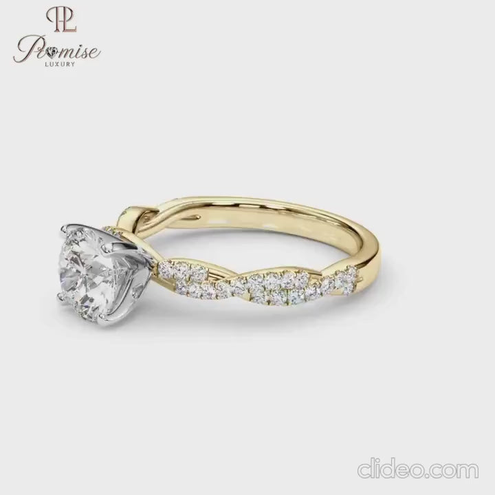 Twisted Band Round Diamond Ring – Unique Infinity Engagement Ring