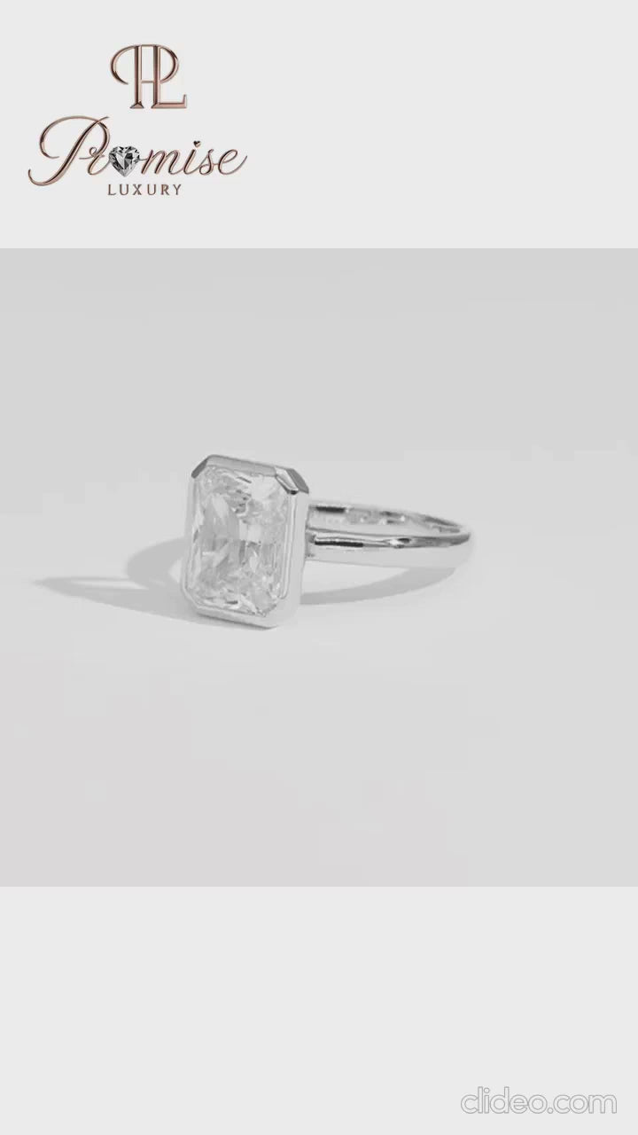 Minimalist Radiant Cut Diamond Ring – Modern Bezel Solitaire Ring