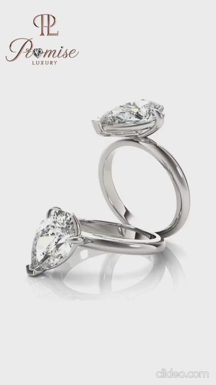 Antique Tilted Pear Elegant Ring – Solitaire Diamond Engagement Ring
