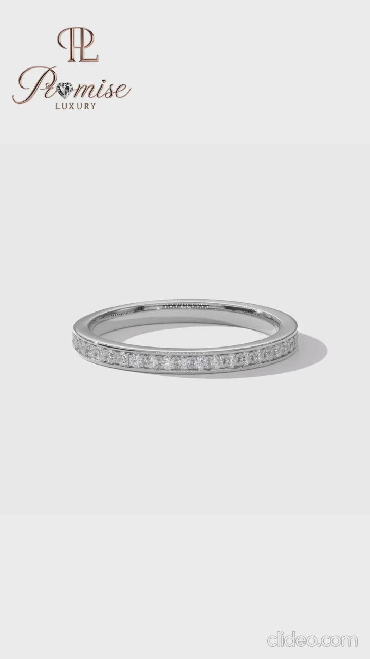 Channel Set Round Diamond Eternity Band – Wedding Ring for Women