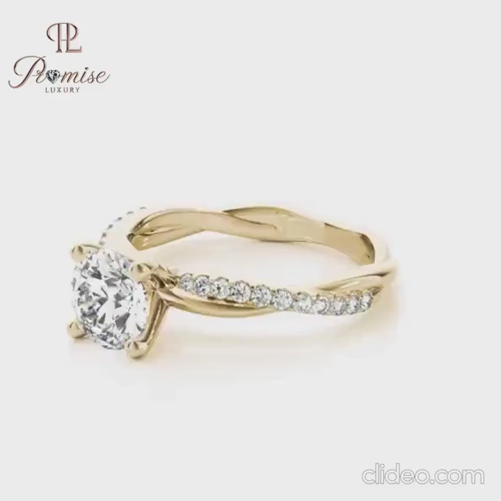 Unique Round Cut Twisted Diamond Engagement Ring – Gold Women  Ring