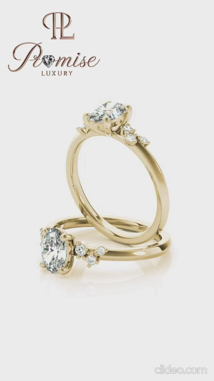 Petite Oval Diamond Engagement Ring – Ivy Inspired Delicate Ring