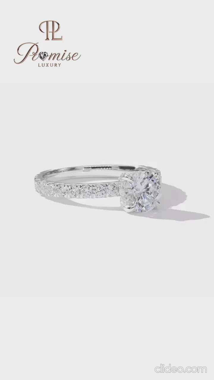 Unique Halo Diamond Ring Round Cut – Elegant Engagement Ring