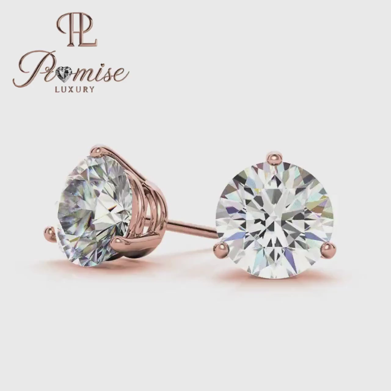Round Lab-Grown Diamond Stud Earrings 3-Prong Setting