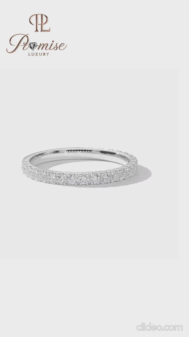 Half Eternity Round Diamond Pavé Band – Bridal Wedding Ring
