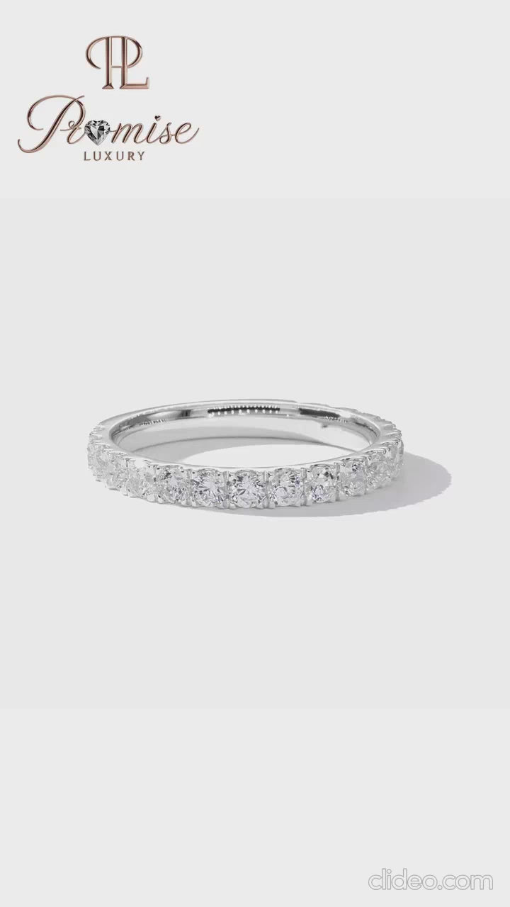 Lab Grown Diamond Half Eternity Band Ring Round Cut - Elegant Wedding & Anniversary Band